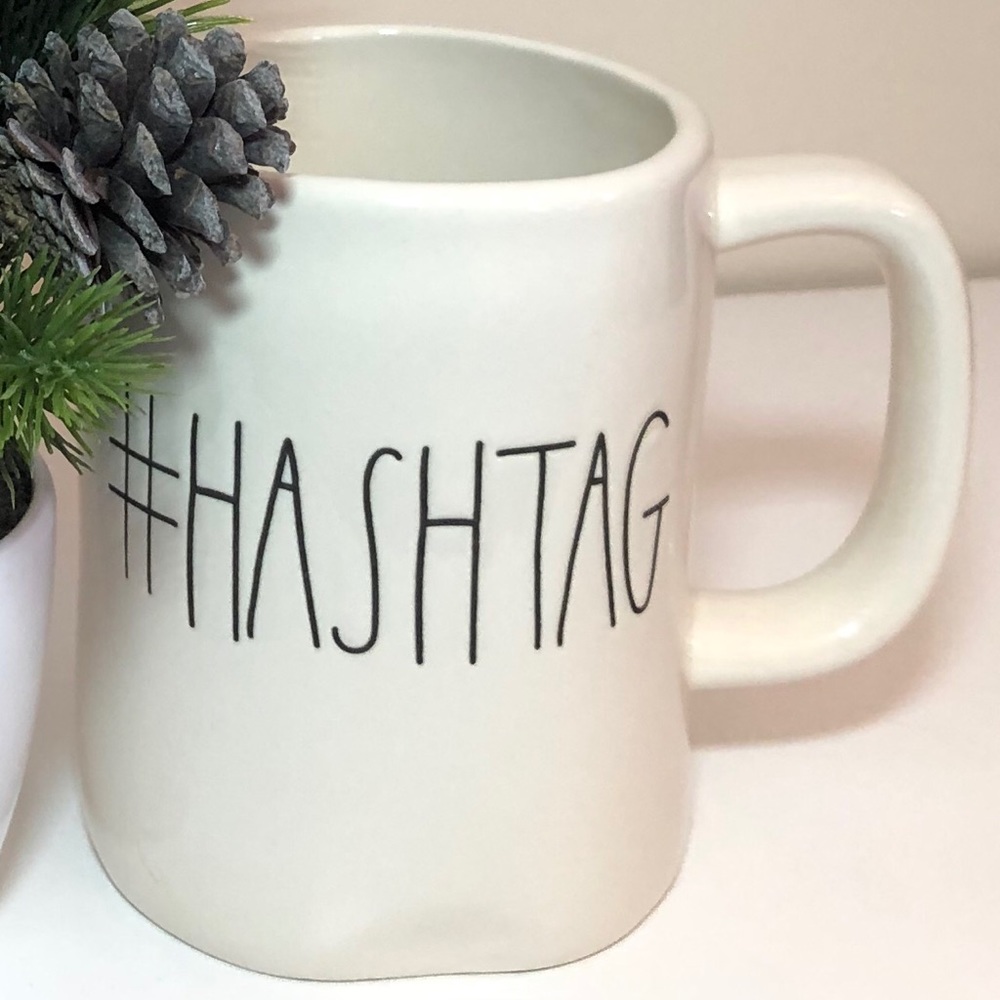 Rae Dunn “#HASHTAG” Mug Coffee Tea Cream White